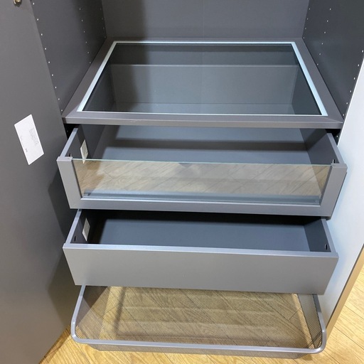 3/17値下げしました?ダークグレー?IKEA PAX クローゼット ワードローブ 衣類収納 ミラーガラス ソフトクローズ コンビネー