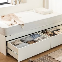 深型収納付きベッドフレームの画像