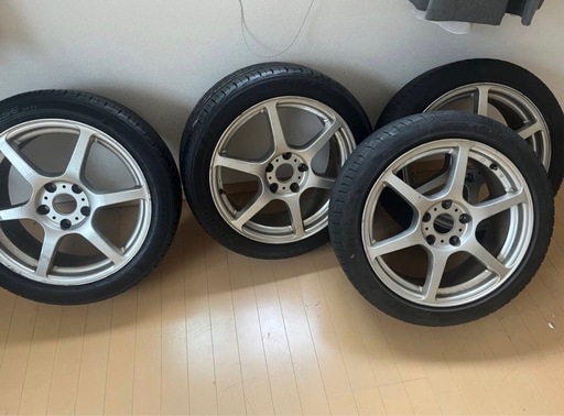 17インチ アルミホイール　6本スポーク　7J＋50 ✖️4本　タイヤ付