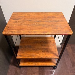 ３段レンジ台キッチン収納の画像