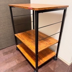 ３段レンジ台キッチン収納の画像