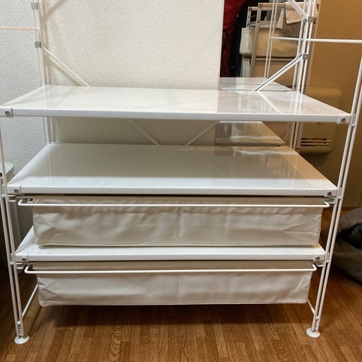 無印良品 スチールユニットシェルフ ワードローブセット 幅86cm ホワイト 収納ラック【引取限定】 無印良品 スチールユニットシェルフ ワードローブセット 幅86cm