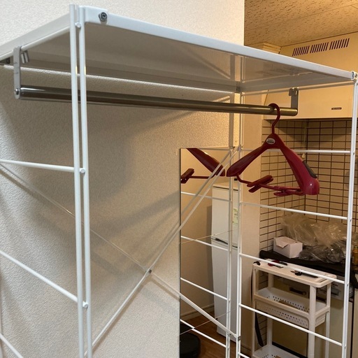 無印良品 スチールユニットシェルフ ワードローブセット 幅86cm ホワイト 収納ラック【福岡市 引取限定】