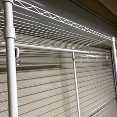 ハンガーラック ホワイト 高さ174cm 収納棚付き 洋服ラックの画像