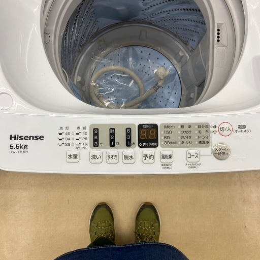 【ドリーム池田店】○ジモティ割7%○Hisense　ハイセンス　5.5kg/縦型洗濯機(単身～2人向け)　HW-T55H　2023年製