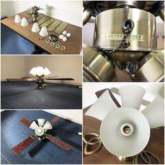 シーリングファンライト MCE028 東京メタル工業製 4灯LED付き 電球色 リバーシブル羽 大風量天井照明 プルスイッチ 切→高速→中速→低速の画像