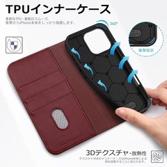 ③ iPhone 16 Pro Max (6.9インチ) TUCCH 4スマートフォンケース　手帳型　カバー 全面保護 電話ケース　定価4,599円の画像