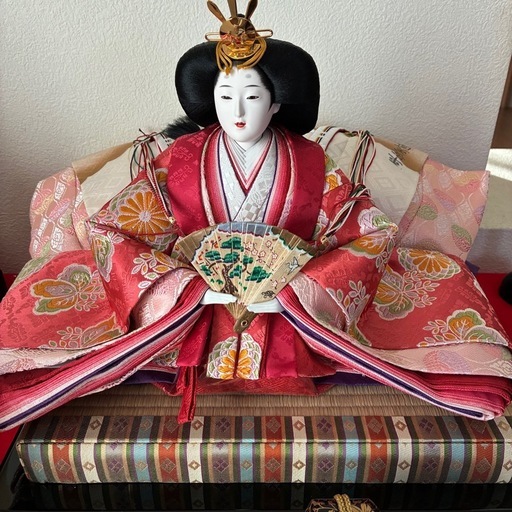 【定価20万・極美品】伝統工芸 碧南人形 親王飾り｜緋毛せん付きで省スペースに華やかに飾れます