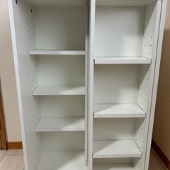 スライド式 本棚 ホワイト スリム収納 取り外し可能の画像