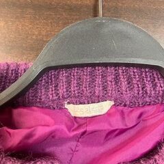 USED/古着　レディース　婦人　Lis5izno　カーディガン　紫色　裏地付き　毛50％　アクリル50％の画像