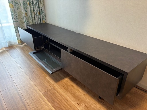 テレビボード ローボード 約180cm ダークグレー｜収納付き