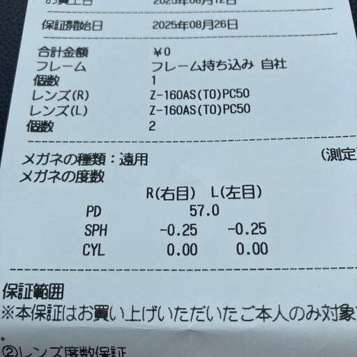 Zoff PCメガネ　新品レンズ