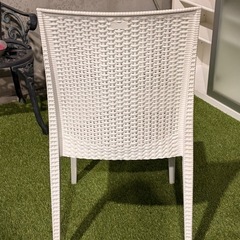 🔥おしゃれラタン調チェア ホワイト ガーデンチェア カフェ風 椅子の画像