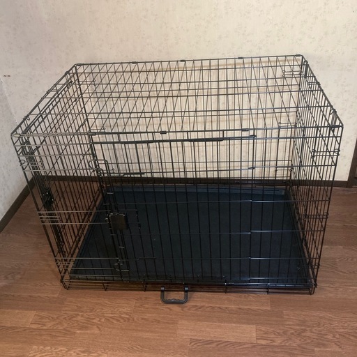 【美品】⑤ペットケージ　ダブルドア　折り畳み式　トレー付き  107cm x 71cm x 76cm