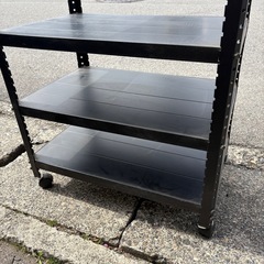 アイアンラック　スチールラック　キャスター付き　ブラック　陳列棚　整理棚の画像