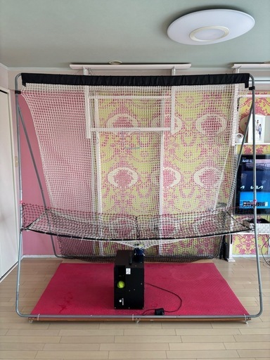 マイオートテニス 全自動球出し機 テニス練習機 自作移動台付き