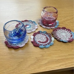 手編みコースター5枚(バラ売可)の画像