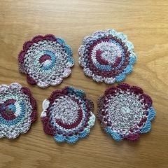 手編みコースター5枚(バラ売可)の画像
