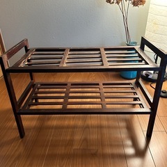 スチールラック2個、木の棚 お譲りしますの画像