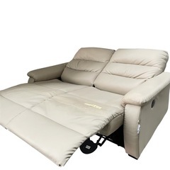 配達可【２人掛け電動リクライニングソファ（訳あり）】【アイボリー】クリーニング済み【管理番号0309】知の画像