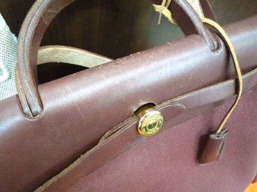 本物 エルメス HERMES エールバッグPM ブラウン パープル □E 替えバッグ 保存袋付属 USED 苫小牧西店