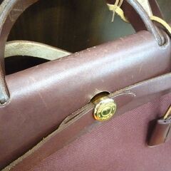 本物 エルメス HERMES エールバッグPM ブラウン パープル □E 替えバッグ 保存袋付属 USED 苫小牧西店の画像