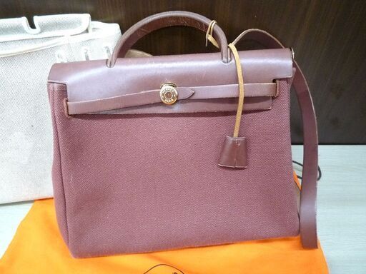 本物 エルメス HERMES エールバッグPM ブラウン パープル □E 替えバッグ 保存袋付属 USED 苫小牧西店