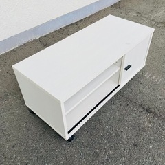 キャスター付　テレビ台　ローボード　白　木製　テレビボードの画像