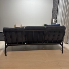 【3/16〜3/30取引希望】3人掛けソファ アイアン×天然木 早め引取歓迎の画像