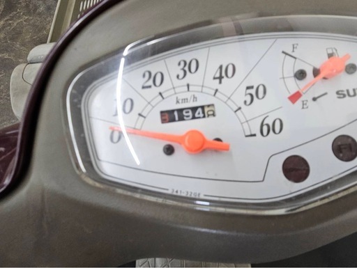 走行8194km【レッツ4バスケット】CA43A 現状販売★実走距離★前カゴ付き★お買い物・通勤★スズキ 50cc 原付