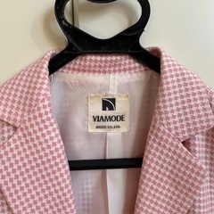 VIAMODE ピンク チェック柄 テーラードジャケット　昭和レトロ　奈多里の画像