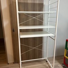 [ニトリ]シンプルなキッチンラック スライド棚付 (幅82 WH)の画像