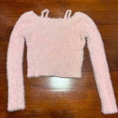 ピンク ファー風 クロップドセーター　韓国購入品の画像