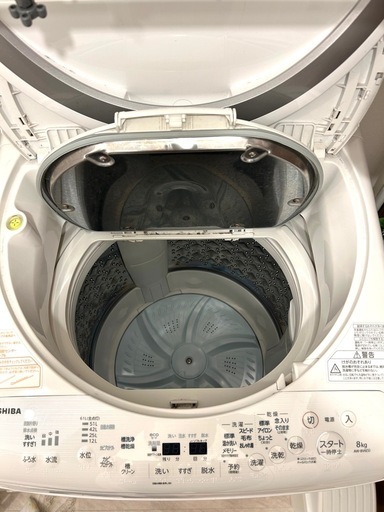 【美品】東芝 ZABOON AW-8V6 縦型洗濯乾燥機 メタリックシルバー
