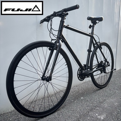 【10万で購入】Fuji クロスバイク 700C 黒 美品 名門シマノ社製変速搭載 高級軽量アルミフレーム フジ　ロード ピスト BM