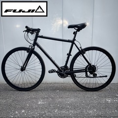 【10万で購入】Fuji クロスバイク 700C 黒 美品 名門シマノ社製変速搭載 高級軽量アルミフレーム　ロード ピスト BMX ビーチクルーザー ファットバイク お洒落 自転車【早い者勝ち】の画像