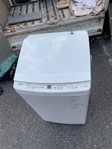 北九州市内配送無料　保証付き AQUA 2022年製 7.0kg全自動洗濯機 ホワイト AQW-S70E3(W)