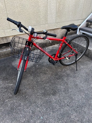 クロスバイクセット　ライト、カゴ付き　(空気入れ、鍵付きワイヤーロック、お手入れ用品も) 3/23まで