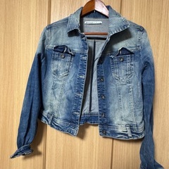 デニムブルー クロップドジャケットの画像