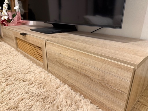 【美品】テレビ台 150cm ローボード ラタン調 ナチュラル　