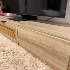 【美品】テレビ台 150cm ローボード ラタン調 ナチュラル　の画像