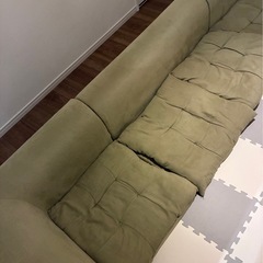 コーナーソファ ソファベッド ローソファ 3点セット グリーンの画像