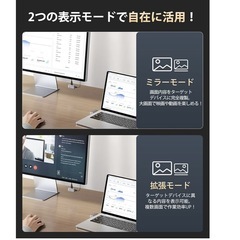 【新品未開封】llano ワイヤレス HDMI 送受信機 セット ブラック ミラー＆拡張モード搭載 Type-C充電対応 WIFI&設定不要 の画像