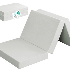 マットレス シングル 極厚10cm 高反発マットレス 三つ折り 「しっかりと支える200N」 折り畳み ベッドマット 凹凸加工 体圧分散 ピーチスキンカバー オールシーズン 敷き布団 【SEK認証 防臭 消臭炭加工】 洗えるカバー 圧縮梱包 97×195×10cm グレーの画像