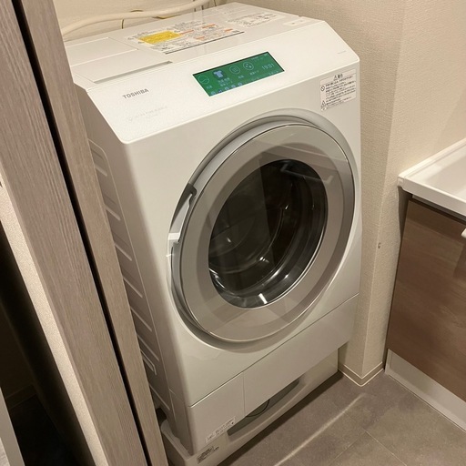 運搬取付無料！ホワイト×ブラック　東芝洗濯機・三菱冷蔵庫2台セット！感動品超美品 ドラム式洗濯機(東芝ZABOON TW-127XP4)