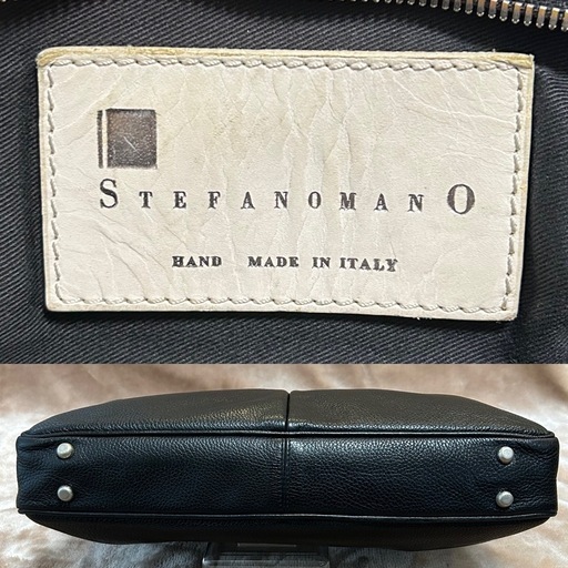 ステファノマーノSTEFANOMANOビジネスバッグ ビジネスバック ブリーフケース 書類鞄 bag かばん カバン ショルダーバッグ ショルダーバックブラック黒色レザー本革牛革イタリア製made in italyユニセックス男女兼用メンズmen男性用紳士鞄
