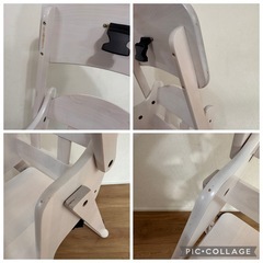 ベビーハイチェアA、アイボリー、木製、折り畳みの画像