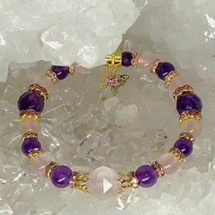 スターカット スター ローズクォーツ アメジスト 天然石ブレスレットの画像