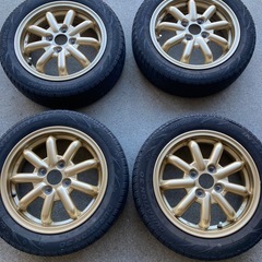 軽自動車　ゴールドホイール　　　155-65-14 タイヤ付おまけ　の画像