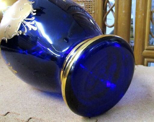 ムラーノ 花瓶 ベネチアンガラス 金彩 花 瑠璃色 フラワーベース murano 札幌市北区屯田
